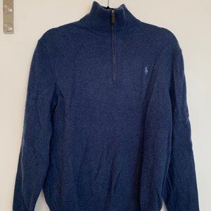 Polo Ralph Lauren Men’s Wool-Blend Half Zip, Navy Blue